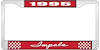 1995 Impala Red And Chrome License Plate Frame With White Lettering - image 1