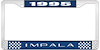 1995 Impala Blue And Chrome License Plate Frame With White Lettering - image 1