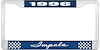 1996 Impala Blue And Chrome License Plate Frame With White Lettering - image 1