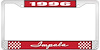 1996 Impala Red And Chrome License Plate Frame With White Lettering - image 1