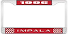1996 Impala Red And Chrome License Plate Frame With White Lettering - image 1