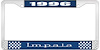 1996 Impala Blue And Chrome License Plate Frame With White Lettering - image 1