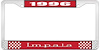 1996 Impala Red And Chrome License Plate Frame With White Lettering - image 1