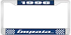 1996 Impala Blue And Chrome License Plate Frame With White Lettering - image 1