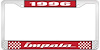 1996 Impala Red And Chrome License Plate Frame With White Lettering - image 1