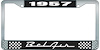 1957 Bel Air Black And Chrome License Plate Frame With White Lettering - image 1