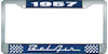 1957 Bel Air Blue And Chrome License Plate Frame With White Lettering - image 1