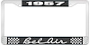 1957 Bel Air Black And Chrome License Plate Frame With White Lettering - image 1
