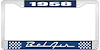 1958 Bel Air Blue And Chrome License Plate Frame With White Lettering - image 1