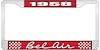 1958 Bel Air Red And Chrome License Plate Frame With White Lettering - image 1