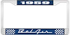 1959 Bel Air Blue And Chrome License Plate Frame With White Lettering - image 1
