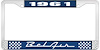 1961 Bel Air Blue And Chrome License Plate Frame With White Lettering - image 1