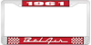 1961 Bel Air Red And Chrome License Plate Frame With White Lettering - image 1