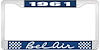 1961 Bel Air Blue And Chrome License Plate Frame With White Lettering - image 1