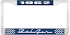 1962 Bel Air Blue And Chrome License Plate Frame With White Lettering - image 1