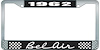 1962 Bel Air Black And Chrome License Plate Frame With White Lettering - image 1