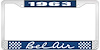 1963 Bel Air Blue And Chrome License Plate Frame With White Lettering - image 1