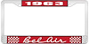 1963 Bel Air Red And Chrome License Plate Frame With White Lettering - image 1