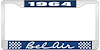 1964 Bel Air Blue And Chrome License Plate Frame With White Lettering - image 1