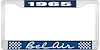 1965 Bel Air Blue And Chrome License Plate Frame With White Lettering - image 1