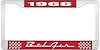 1966 Bel Air Red And Chrome License Plate Frame With White Lettering - image 1