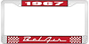 1967 Bel Air Red And Chrome License Plate Frame With White Lettering - image 1