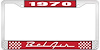 1970 Bel Air Red And Chrome License Plate Frame With White Lettering - image 1