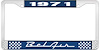 1971 Bel Air Blue And Chrome License Plate Frame With White Lettering - image 1