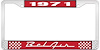 1971 Bel Air Red And Chrome License Plate Frame With White Lettering - image 1