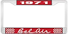 1971 Bel Air Red And Chrome License Plate Frame With White Lettering - image 1