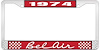 1974 Bel Air Red And Chrome License Plate Frame With White Lettering - image 1