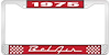 1975 Bel Air Red And Chrome License Plate Frame With White Lettering - image 1