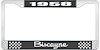 1958 Biscayne Black And Chrome License Plate Frame With White Lettering - image 1
