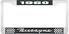 1960 Biscayne Black And Chrome License Plate Frame With White Lettering - image 1