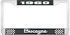 1960 Biscayne Black And Chrome License Plate Frame With White Lettering - image 1