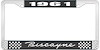 1961 Biscayne Black And Chrome License Plate Frame With White Lettering - image 1