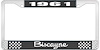 1961 Biscayne Black And Chrome License Plate Frame With White Lettering - image 1