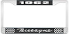 1962 Biscayne Black And Chrome License Plate Frame With White Lettering - image 1