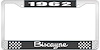 1962 Biscayne Black And Chrome License Plate Frame With White Lettering - image 1