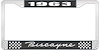 1963 Biscayne Black And Chrome License Plate Frame With White Lettering - image 1