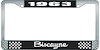 1963 Biscayne Black And Chrome License Plate Frame With White Lettering - image 1