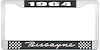 1964 Biscayne Black And Chrome License Plate Frame With White Lettering - image 1