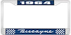 1964 Biscayne Blue And Chrome License Plate Frame With White Lettering - image 1