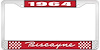 1964 Biscayne Red And Chrome License Plate Frame With White Lettering - image 1