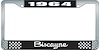 1964 Biscayne Black And Chrome License Plate Frame With White Lettering - image 1