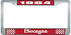 1964 Biscayne Red And Chrome License Plate Frame With White Lettering - image 1