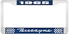 1965 Biscayne Blue And Chrome License Plate Frame With White Lettering - image 1