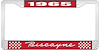 1965 Biscayne Red And Chrome License Plate Frame With White Lettering - image 1