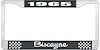 1965 Biscayne Black And Chrome License Plate Frame With White Lettering - image 1