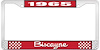 1965 Biscayne Red And Chrome License Plate Frame With White Lettering - image 1